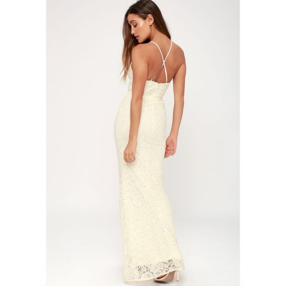 Lulus Bridal Zenith Ivory White Floral Lace Halter Neck Formal Maxi Dress - Picture 5 of 10